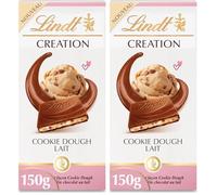 Lindt - Tablette CREATION Cookie Dough - Chocolat au Lait, 150g (Lot de 2)