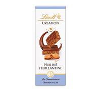 Lindt - Tablette CRÉATION Praliné Feuillantine - Chocolat au Lait, 110g | Chocolat Lait • Tablette • Savoir-faire Lindt • Croustillant • Gourmand • Praliné • Moment de plaisir.