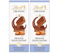 Lindt - Tablette CRÉATION Praliné Feuillantine - Chocolat au Lait, 110g (Lot de 2)