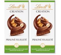 Lindt - Tablette CRÉATION Praliné Feuilleté - Chocolat au Lait, 150g (Lot de 2)