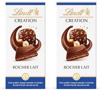 Lindt - Tablette CRÉATION Rocher Lait - Chocolat au Lait, 150g (Lot de 2)