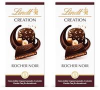 Lindt - Tablette CRÉATION Rocher Noir - Chocolat Noir, 150g (Lot de 2)