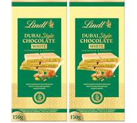Lindt - Tablette DUBAI STYLE CHOCOLATE - Blanc Pistache Kadaif, 150g (Lot de 2)