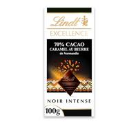 Lindt Tablette EXCELLENCE – Chocolat noir 70% cacao, caramel au beurre de Normandie – 100 g