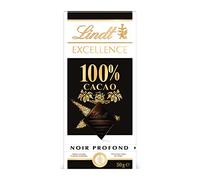 Lindt - Tablette EXCELLENCE Noir 100% Cacao - Chocolat Noir, 50g
