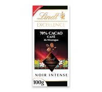 Lindt - Tablette EXCELLENCE Noir 70% Cacao & Café du Nicaragua - Chocolat Noir, 100g