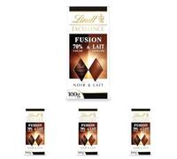 Lindt - Tablette EXCELLENCE Noir 70% Cacao & Lait - Fusion de Chocolat Noir & au Lait, 100g (Lot de 4)