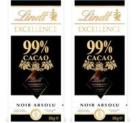 Lindt - Tablette EXCELLENCE Noir 99% Cacao - Chocolat Noir, 50g