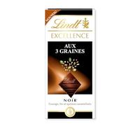 Lindt Tablette EXCELLENCE Chocolat Noir aux 3 Graines – 100 g