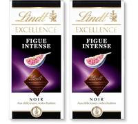 Lindt - Tablette EXCELLENCE Noir Figue Intense - Chocolat Noir, 100g (Lot de 2)