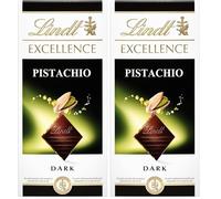 Lindt - Tablette EXCELLENCE Noir Pistache - Chocolat Noir, 100g (Lot de 2)