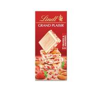 Lindt - Tablette GRAND PLAISIR Blanc Fraises et Amandes - Chocolat Blanc, 150g