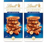 Lindt - Tablette LES GRANDES 34% Noisettes - Chocolat au Lait, 150g (Lot de 2)