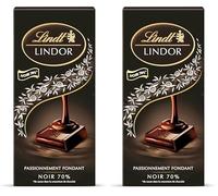 Lindt - Tablette LINDOR - Chocolat Noir 70% Cacao - Cœur Fondant, 145g (Lot de 2)