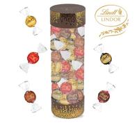LINDT | Tube garni de 25 chocolats LINDOR : Assortiment gourmand 5 variétés (Blanc, Lait, Noir ) - 310g pour Noël
