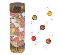 LINDT | Tube garni de 25 chocolats LINDOR : Assortiment gourmand 5 variétés (Blanc, Lait, Noisette, Double Chocolat, Noir 70%) - 310g | Coffret cadeau chocolat pour Noël