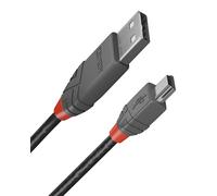 Lindy 0.2m USB 2.0 Type A to Mini-B Cable, Anthra Line, Pro Range, Gold Plated C
