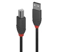 LINDY 0.5m USB 2.0 Type A to B Cable, Anthra Line, Black 0.5m Anthra Line