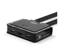 Lindy 2 Port HDMI 18G, USB Type C, USB 2.0 & Audio Cable KVM Switch - Commutateur écran-clavier-souris/audio - 2 x KVM / audio - 1 utilisateur local - de bureau