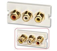 Lindy 3 x Phono Snap-in Block 3xRCA Blanc