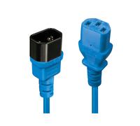 Lindy 30471 Câble d'alimentation 1m, Coupleur C14 mâle vers Coupleur C13 femelle, Noir/Bleu, -10°C à +70°C