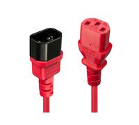 Lindy 30478 Câble Secteur Rouge 2m, Connecteurs IEC C14 Mâle vers C13 Femelle, Facteur de Forme Droit, Température -10°C à +70°C