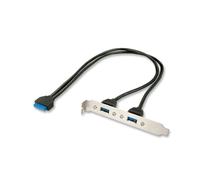 Lindy 33096 Câble USB Interne - 0.4m, USB 3.2 Gen 1, Connecteur DIP 20-pin vers 2x USB Type A Femelle, Panneau Arrière, CE, Garantie 10 ans