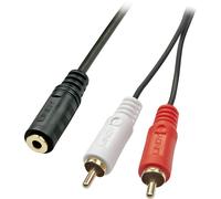 LINDY 35677 Cinch-RCA / Jack audio Adaptateur [2x Cinch-RCA mâle - 1x Jack femelle 3.5 mm] noir