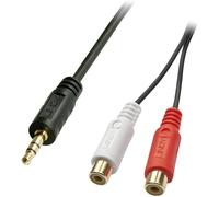 Lindy Câble audio Premium 2 x RCA (Cinch) femelle vers Jack 3,5 mm mâle, 25 cm