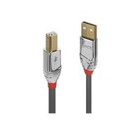 Lindy 36642 Câble USB 2.0 A vers B 2m Gris - Conducteurs Cuivre Étamé, Contacts Or, Double Blindage, AWG 24/28, 480 Mbit/s, Diamètre 4.6mm, RoHS, REACH, UL