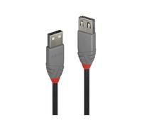 Lindy 36705 - Rallonge USB 2.0 Type A Mâle/Femelle 5m Noir/Gris - Conducteurs Cuivre Étamé - Double Blindage - Débit 480 Mbit/s - AWG 26/28