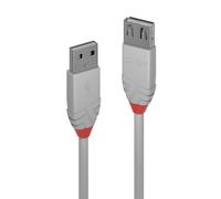 LINDY 36714 USB 2.0 Type A Extension Cable, Anthra Line - Grey, 3m 3m Anthra Lin