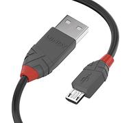 Lindy Câble USB Anthra Line 36735 – USB 2.0 USB-A vers Micro‑B 5 m noir/gris