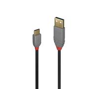 LINDY 36887 2 m USB 2.0 Type C to A Cable, Anthra Line Black 2m