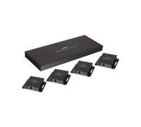 Lindy 38155 Extender KVM HDMI & IR 4 ports Cat.6, portée 50m, résolution 1920x1080, EDID, PoC, émetteur 1 HDMI local, récepteur RJ45, noir