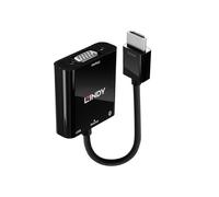 Lindy 38285 Convertisseur HDMI 1.3 vers VGA (D-Sub) + Audio 3.5mm, 1920x1200 max, Câble 0.1m, AWG30, Blindage Aluminium Mylar Foil, Noir
