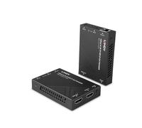 Lindy 38398 Extender AV 1080p via Cat5e/Cat6, portée 150m, H.265, HDCP 1.4, ports HDMI/RJ45/IR, 5V, dimensions 88x61.2x16.5mm