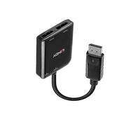 Lindy 38430 Hub DisplayPort 1.2 2 Ports 21600 Mbit/s, Résolution 3840x2160, Alimentation USB 5V/0.5A, ABS Noir, -20°C à 40°C, CE