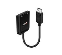 Lindy 38433 Adaptateur DisplayPort 1.2 vers 2x HDMI 2.0 UHD 4K 30Hz, HDCP 1.4, 21.6Gbit/s, Connecteurs Mâle/Femelle, 254x49x10mm