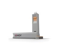 Lindy 40428 loqueur de Port USB Type-C Gris/Orange (x4) - Protection Physique Ports USB-C - Poids 10g - Avec Porte-Clés