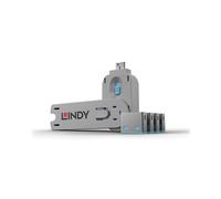 Lindy 40452 : Kit de Bloqueurs de Port USB Type-A Bleu (ABS), 4 Bloqueurs + 1 Clé, Dimensions 55x19x12mm, Conformité REACH & California Proposition 65