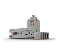 Lindy 40452 bloqueur de port Bloqueur de port + clé USB Type-A Bleu Acrylonitrile-Butadiène-Styrène (ABS) 5 pièce(s)