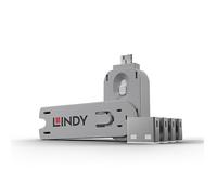 Lindy 40452 bloqueur de port Bloqueur de port + clé USB Type-A Bleu Acrylonitrile-Butadiène-Styrène (ABS) 5 pièce(s)