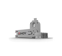 Lindy 40454 : Kit de Blocage Port USB Type-A, ABS Blanc, 4 Bloqueurs + 1 Clé, Dimensions 55x19x12mm, Conforme REACH & Proposition 65, Set de 5