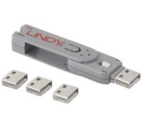 Lindy 40452 bloqueur de port Bloqueur de port + clé USB Type-A Bleu Acrylonitrile-Butadiène-Styrène (ABS) 5 pièce(s)