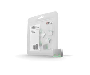 Lindy 40461 Kit de 10 Bloqueurs de Port USB Type-A Vert ABS, Dimensions 12x10x5mm, Certifié REACH et California Proposition 65