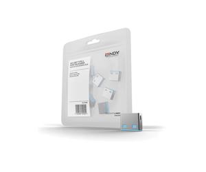 Lindy 40462 - Lot de 10 Bloqueurs de Port USB Type-A en ABS Bleu - Dimensions 12x10x5mm - Certifications REACH & California Proposition 65