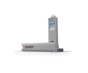Lindy 40465 Bloqueur de Port USB Type-C avec BS Bleu, Poids 10g, Inclut 1 Unité de Bloqueur de Port USB Type-C et sa Clé