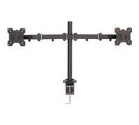 Lindy Support double écran 40658 – mât et pince – bras réglable, inclinable et pivotant – noir