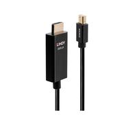 Lindy 40922 Câble Adaptateur Mini DisplayPort vers HDMI 2.0 2m, 4096x2160@60Hz, HDR, Contacts Or, Noir, DisplayPort 1.2, 18Gbit/s